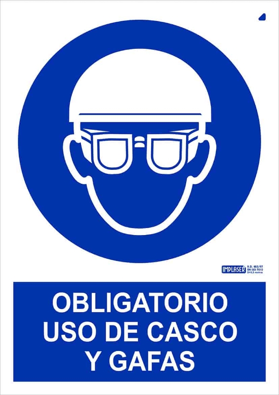 OBLIGATORIO USO CASCO Y GAFAS 29,7X21 CM