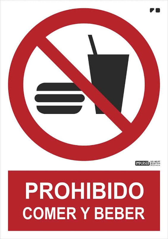 PROHIBIDO COMER Y BEBER 29,7X21 CM