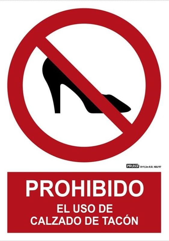 PROHIBIDO CALZADO TACON 29,7X21 CM