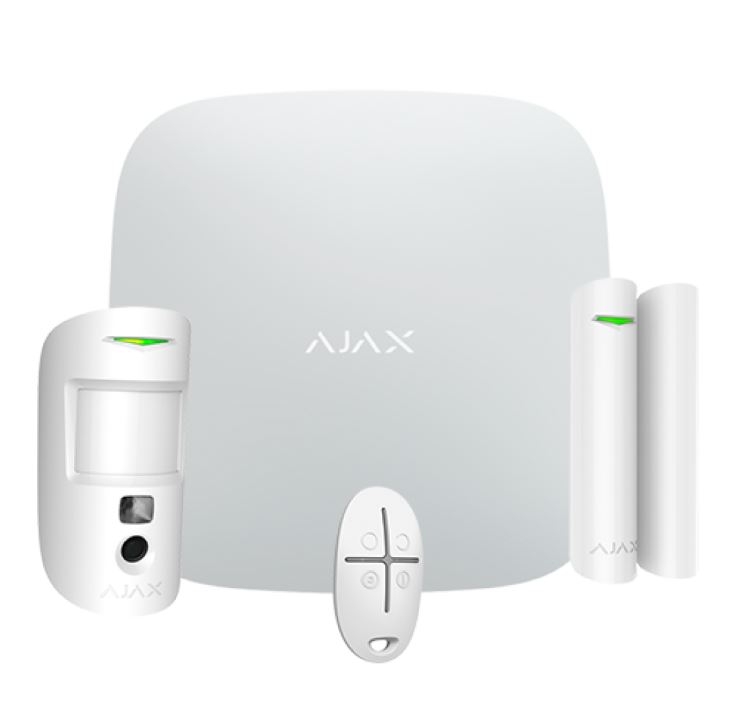 Ajax. KIT HUB2PLUS + PIRCAM + CM + MANDO AJAX. Color blanco.