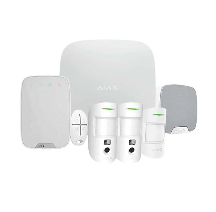 Ajax. KIT HUB2. Incluye HUB2-W, 2 detectores MOTIONCAM-W con cámara, 1 contacto magnético DOORPROTECT-W, 1 mando SPACECONTROL-W 