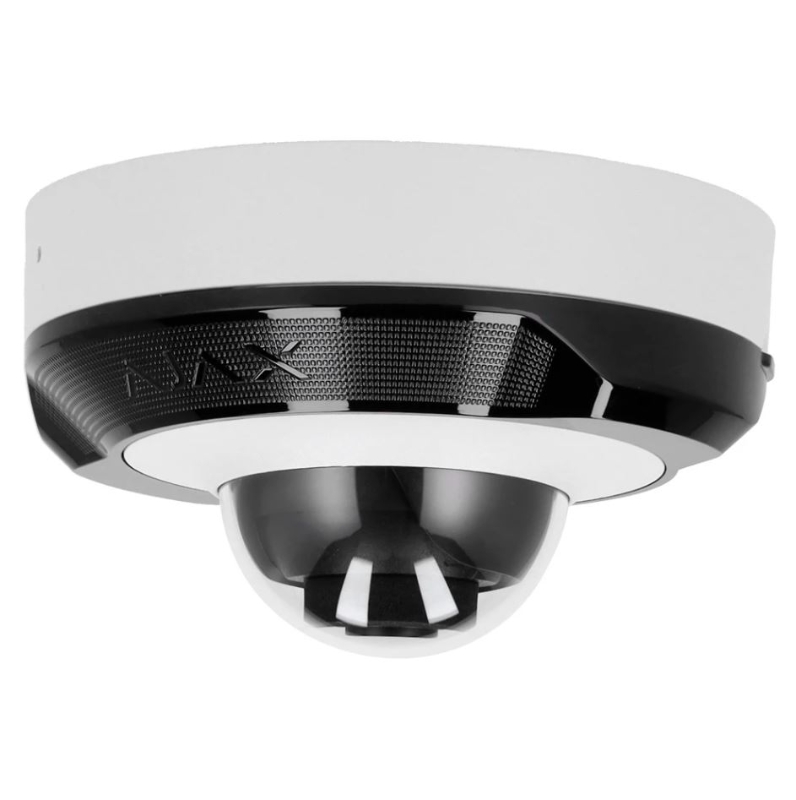 Ajax. Cámara Domo IP 8MP, lente 4 mm, IR 35 m, WDR, micrófono G722, PoE, IA, IP65. Color blanco.
