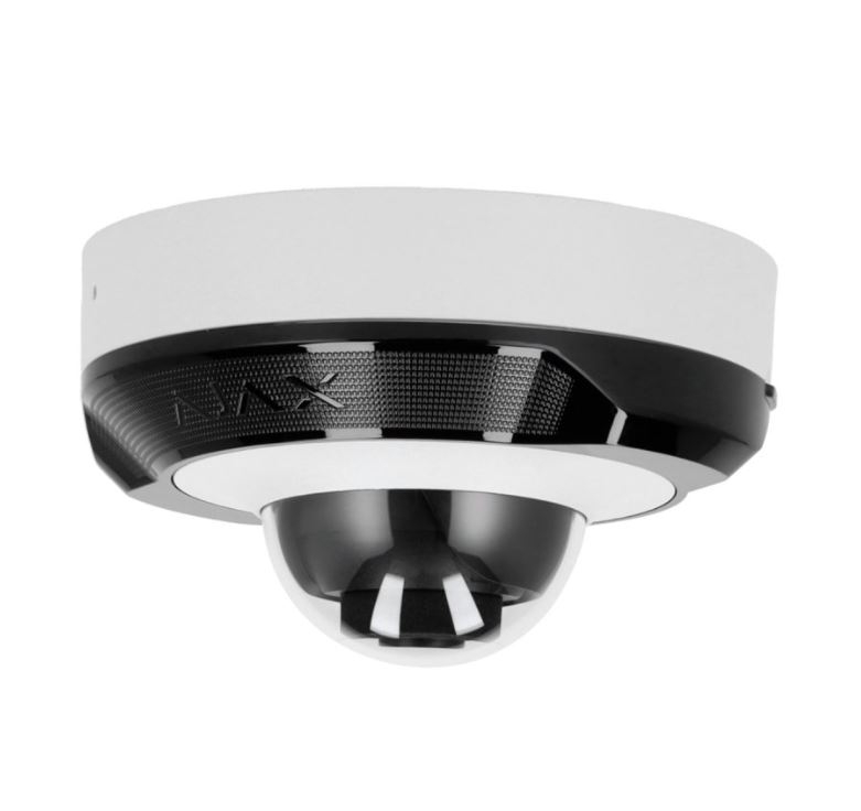 Ajax. Cámara Domo IP 8MP, lente 4 mm, IR 35 m, WDR, micrófono G722, PoE, IA, IP65. Color blanco.